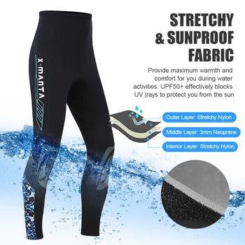  Женские/Мужские штаны для подводного плавания из неопрена толщиной 3 мм, леггинсы для подводного плавания и серфинга, плавательные брюки, колготки, капри, гидрокостюм