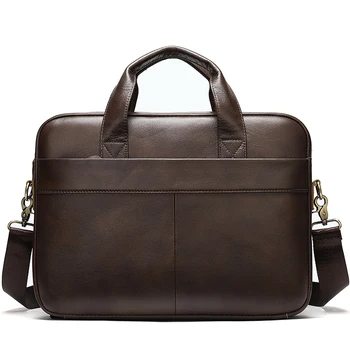  Мужская сумка из натуральной кожи, мужской портфель для ноутбука, деловой портфель для документов, классический офисный черный пакет снаружи