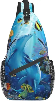  Сумка-слинг Dolphin, нагрудный рюкзак через плечо, повседневный рюкзак, сумка с животными для путешествий, пеших прогулок, пикника
